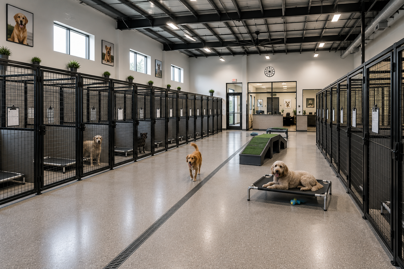 Large clean boarding kennel