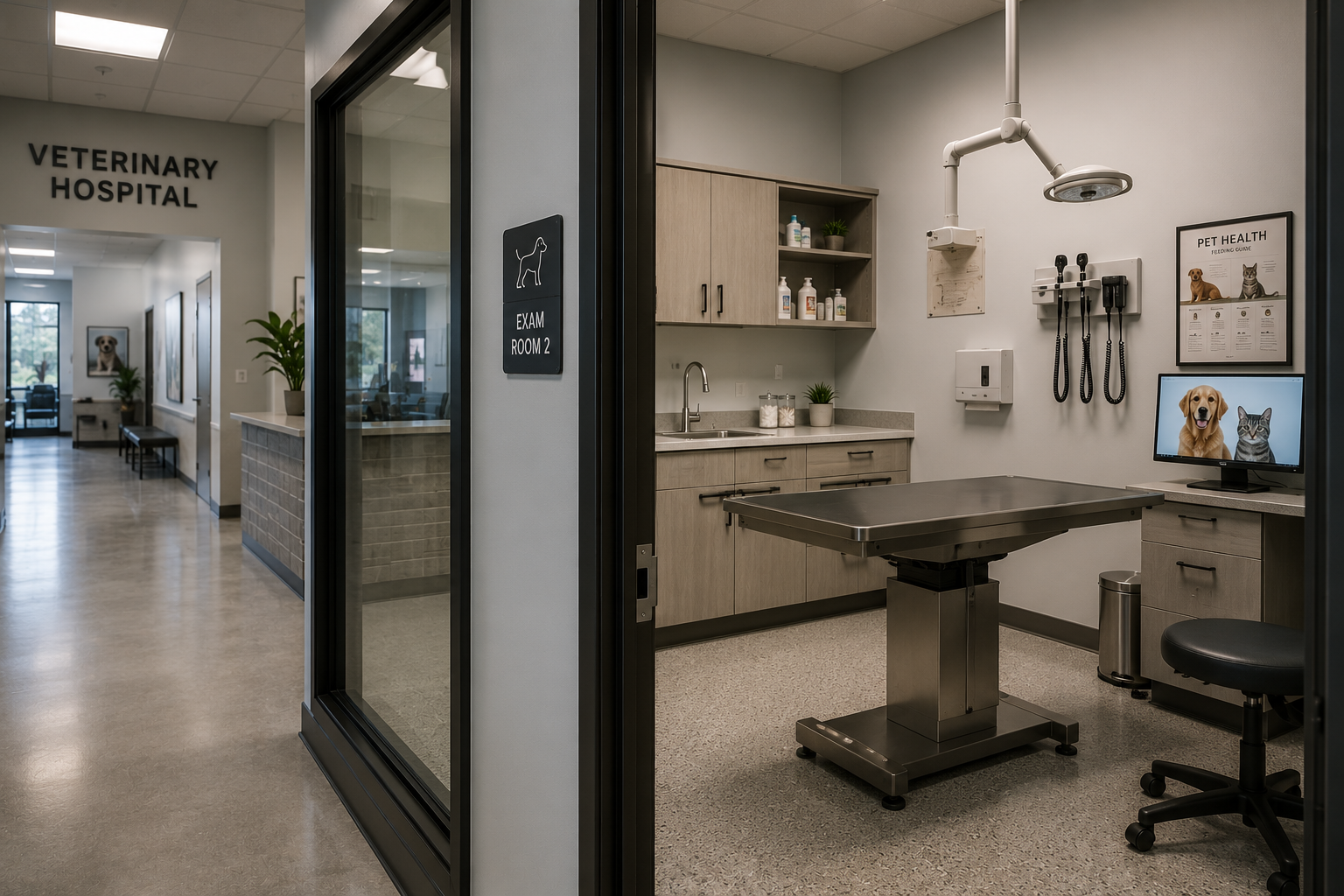 Modern veterinary exam room